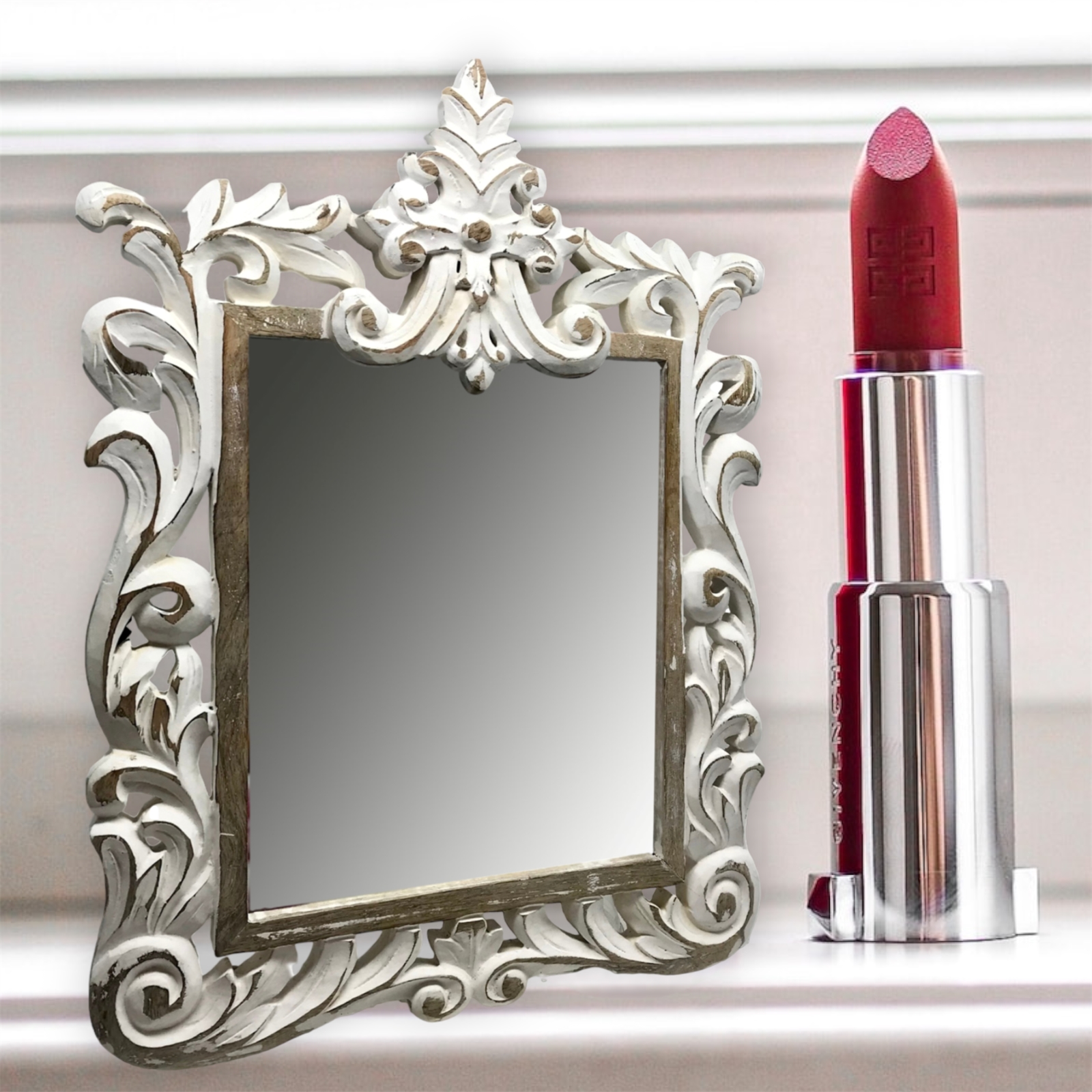 Royal Orleans Table Mirror-White Wash 